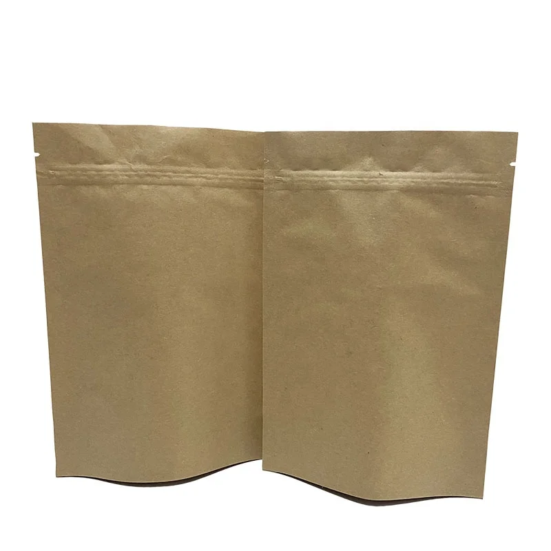 Eco Friendly 100% Biodegradable Coffee Bean Kraft Paper Packaging Bag Stand Up Pouch with Zipper