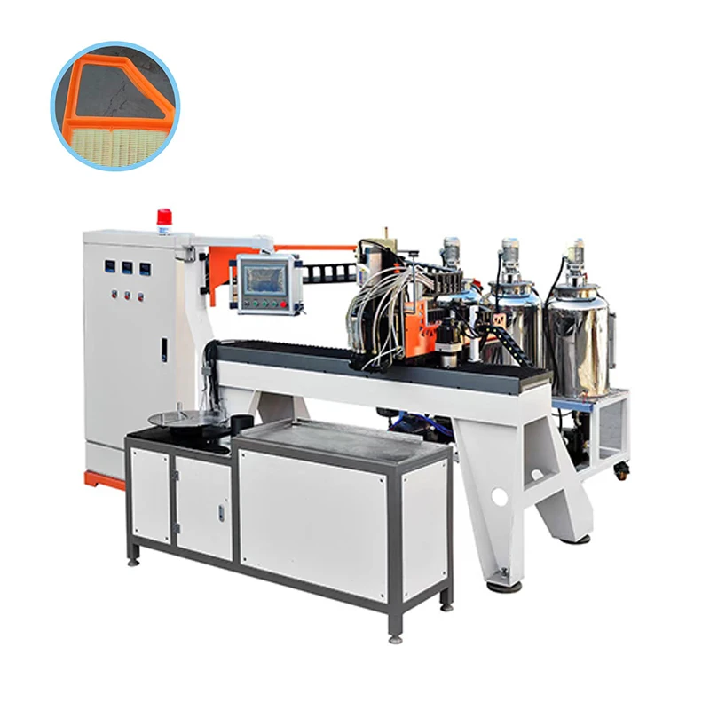 High quality hot sale single station automatic polyurethane gluing machine for heavy duty air filter factory production