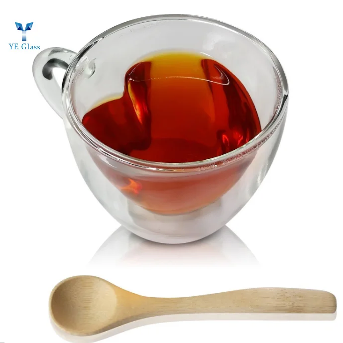 Heat-resistant Clear Heart Shaped Drinking Glass Double Wall Insulated Glass Cup for Tea