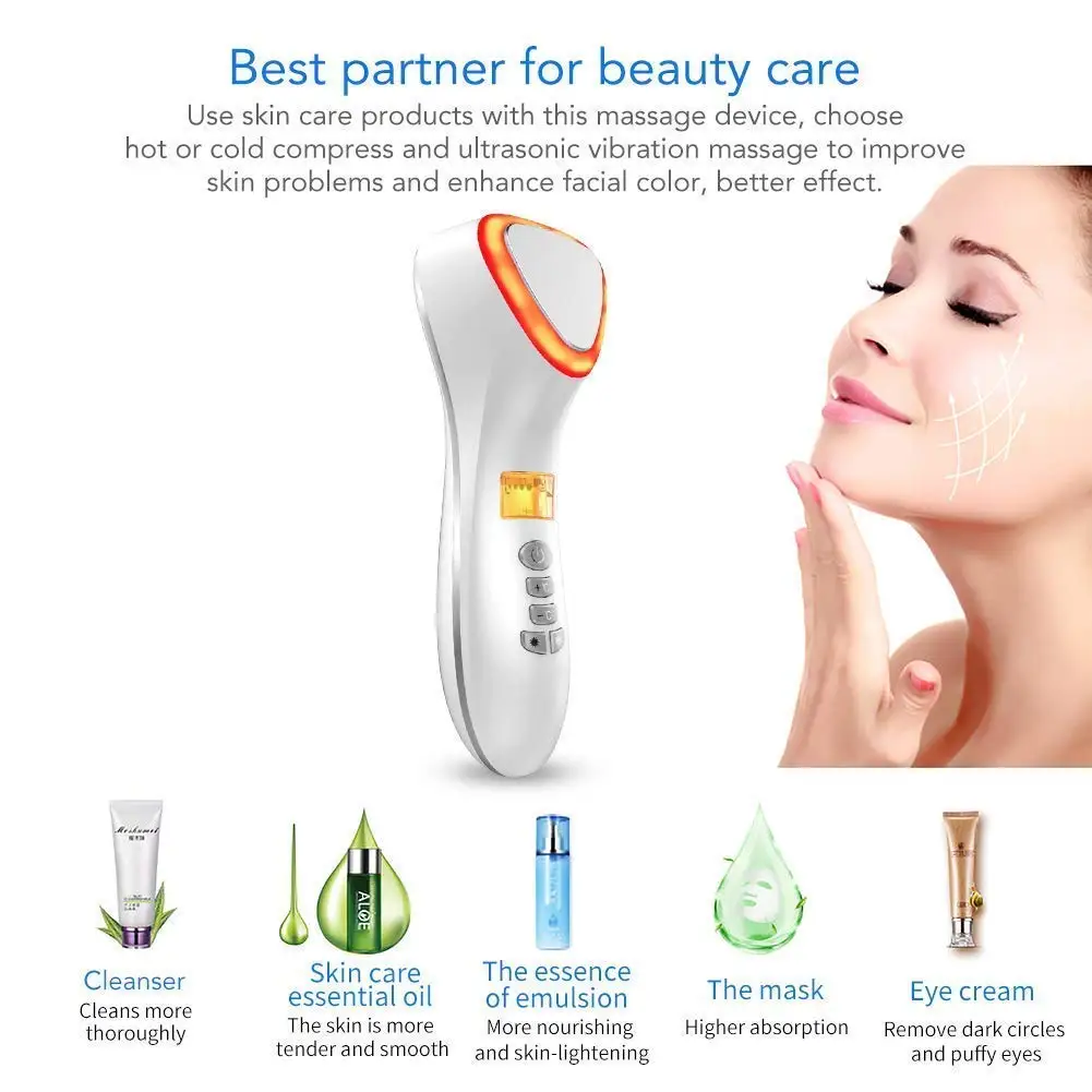 Hot and Cool Skin Care Facial Massager Portable Handheld Vibration Face Care Beauty Device Wrinkle Remover Beauty Machine