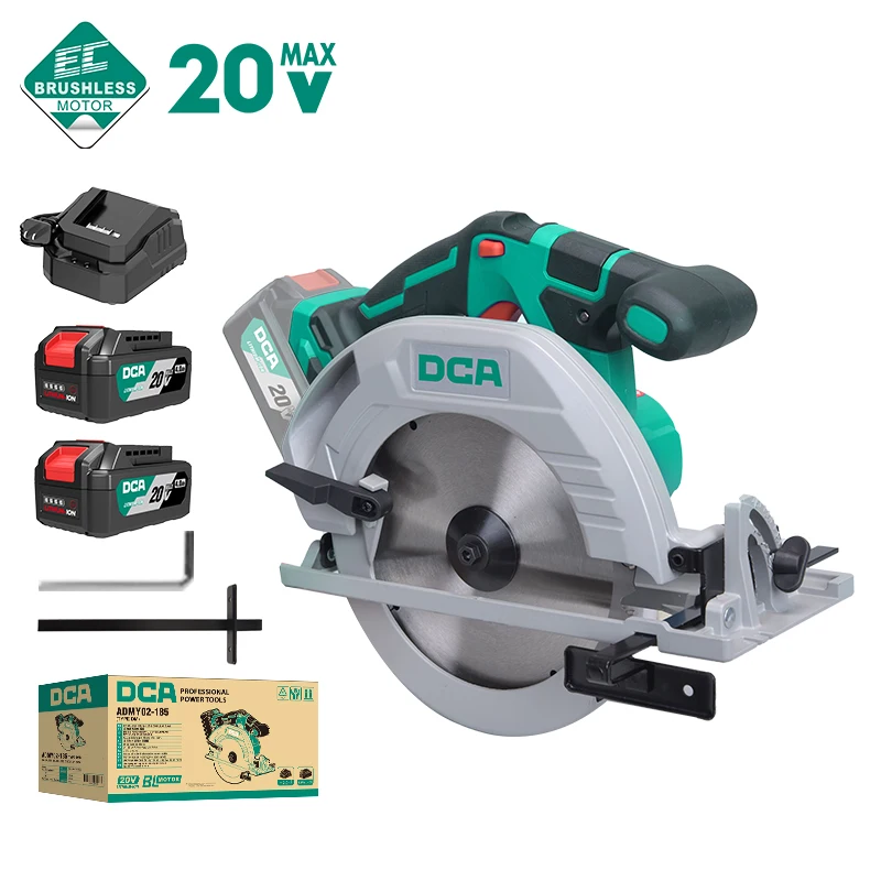 DCA new model high quality 20V 185mm cordless brushless circular saw with competitive price