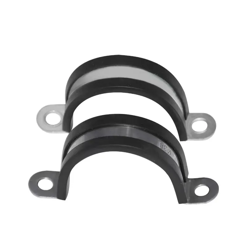 Stainless steel insulated cable clamp Rubber lined U-shaped saddle clamp
