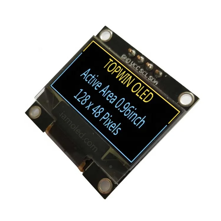 Topwin 0.96' 0.96inch 0.96 inch 128x64 pixels yellow & blue oled display module 4pin iic interface TW28640960A 1306 pcb board