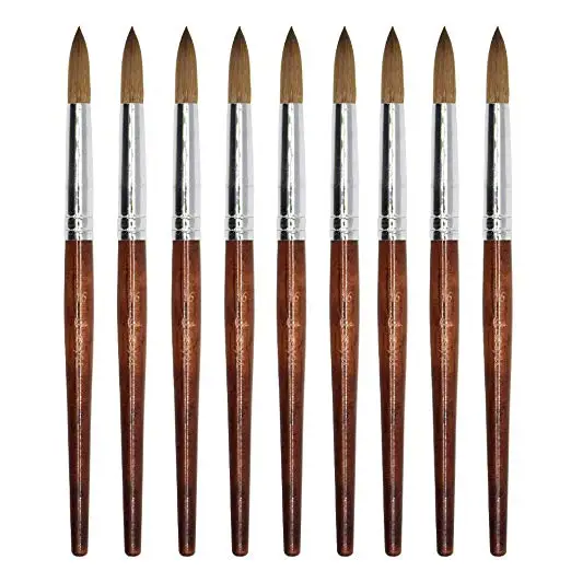 Kolinsky Sable OVAL Red Wooden handle Size #8 acrylic nail brush crimped