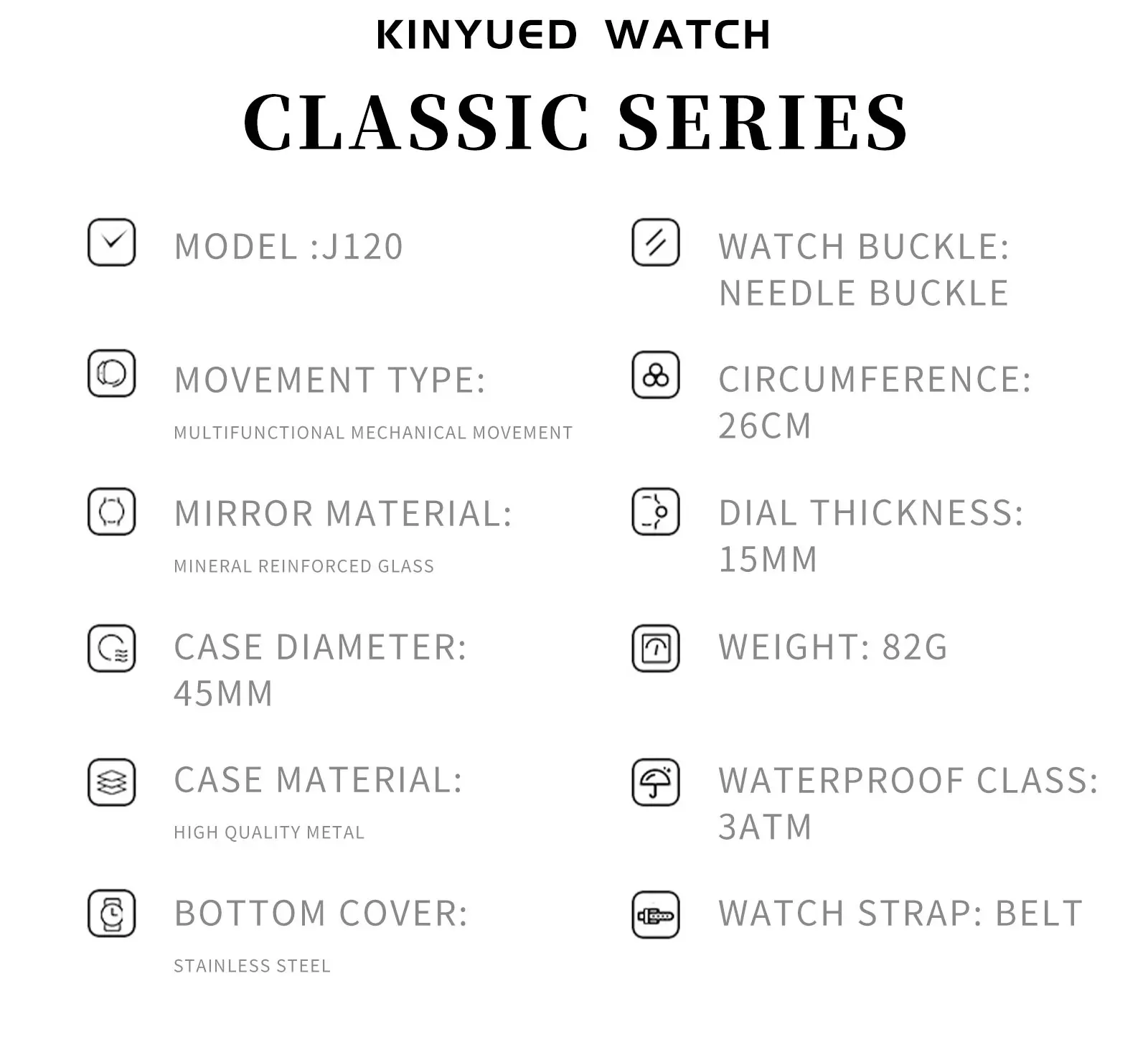 Factory price  KINYUED J120 express online shopping mechanical watches custom logo automatic men watch