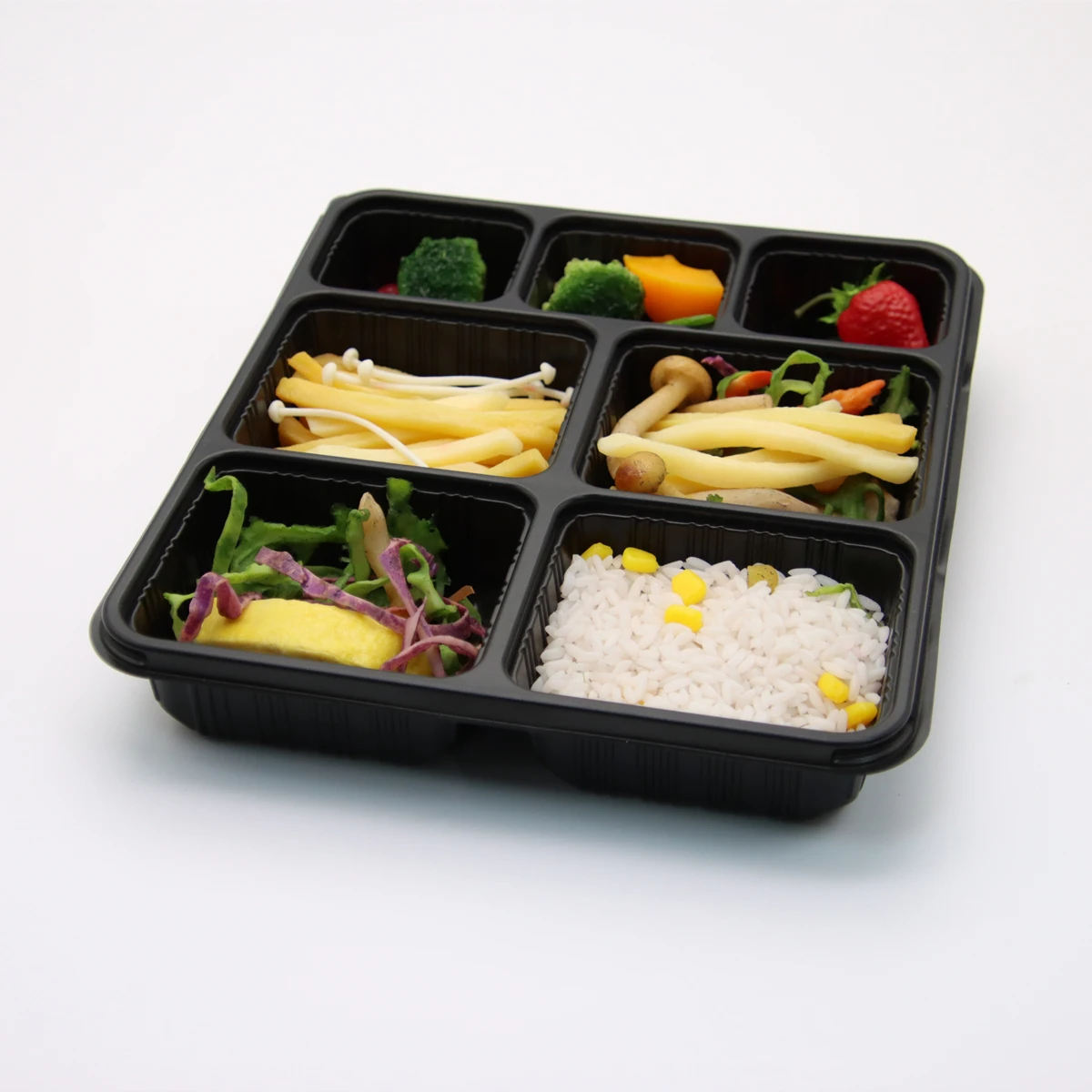 Togo Takeaway Fast Food Container Box Compartment Food Grade PP Plastic Custom Logo Microwavable 1 2 3 4 5 6 7 Black Disposable