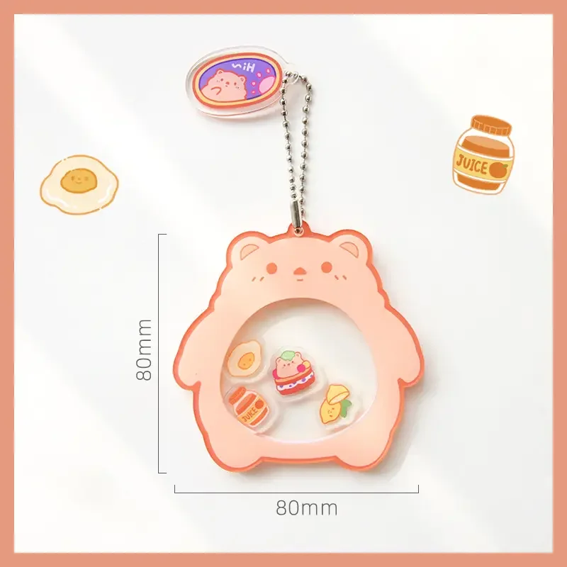 Wholesale OEM cute acrylic shaker keychain double sided printing transparent keyring acrylic accessories with your own design