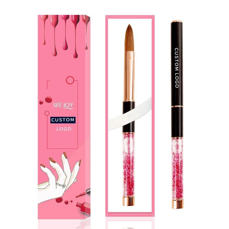 Пользовательская Фирменная Кисть для ногтей, лидер продаж, розовое золото, кисти для ногтей Kolinsky, акриловая кисть для ногтей