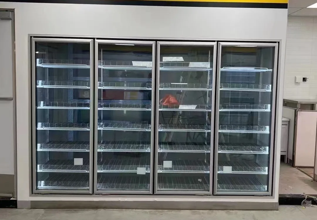 Display walk in freezer with 3 panel argon gas glass door