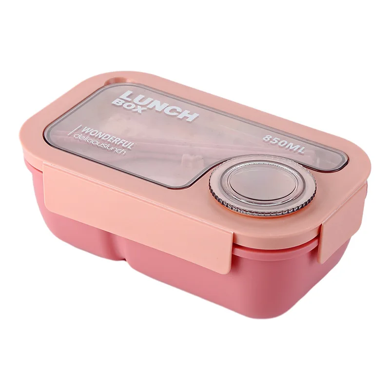 2024 New 2 Compartment Divided Portable School Office Plastic pp Bento Lunch Box for Children.with Lids for Sauce