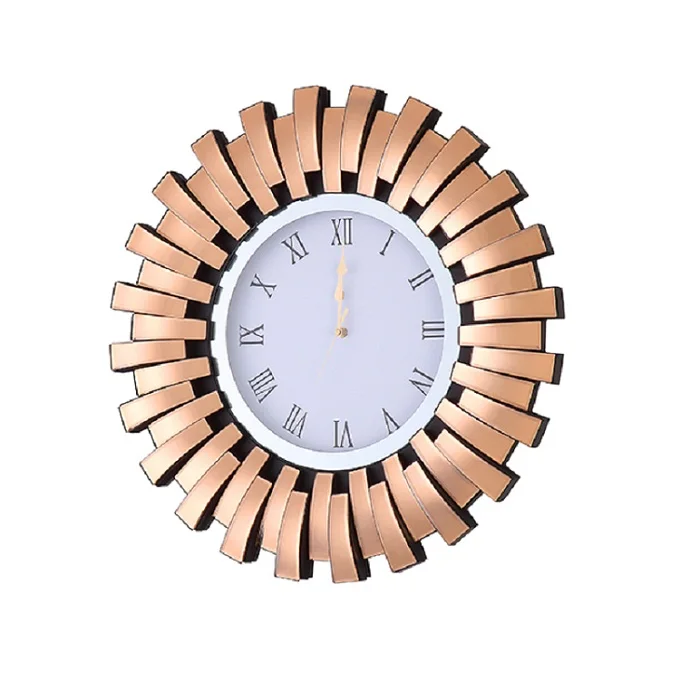 Decorative Clock Home Use gold tea color mirrored roundness Wall Clock