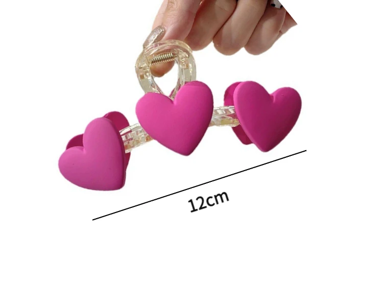 New Sweet Girl Cute Geometric Candy Color Heart Shape Hairclaw Hair Clamp Large Clear Acrylic Hair Claw Clip