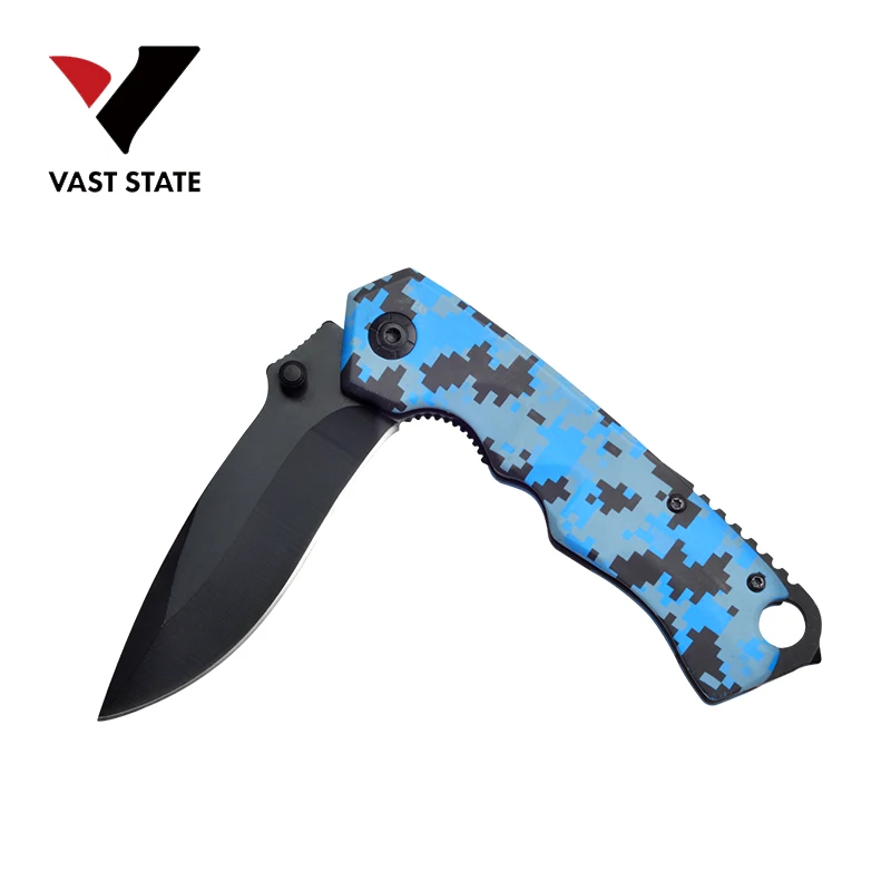High Quality 3Cr13 Stainless Steel Folding Pocket Knife Camo Coated Liner Lock with Belt Clip Colorful Foldable Knife for women