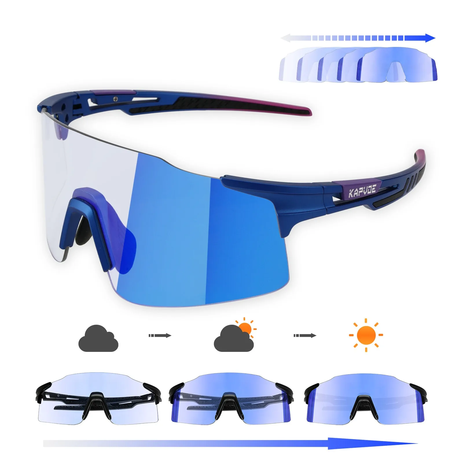 Red Blue Change Photochromic Cycling Glasses MTB Road Bike Sunglasses UV400 Protection Unisex Bicycle Eyewear Sport Equipment
