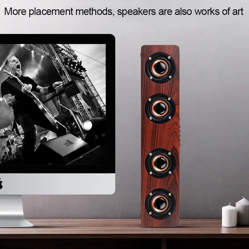 Cafes Restaurants Vintage Stores Bedroom Home Office Outdoor USB TF Card AUX FM AM 20W Wood Retro Portable Mini Wireless Speaker