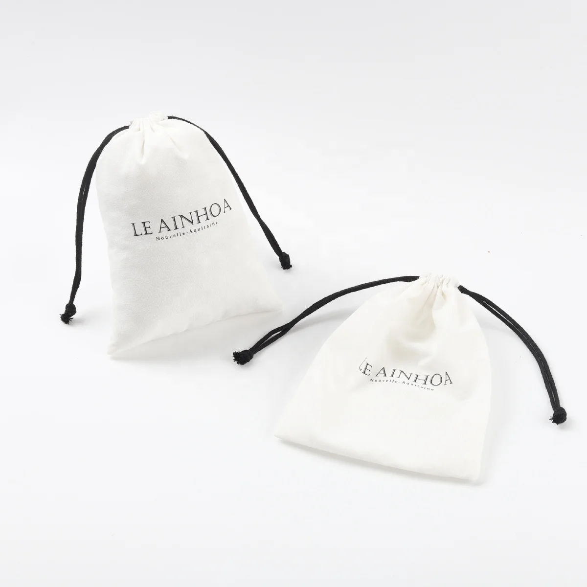 High Quality Organic Cotton Fabric Gift Pouch Eco Soap Packaging Custom Logo Printed Cotton Linen Dust Drawstring Bag