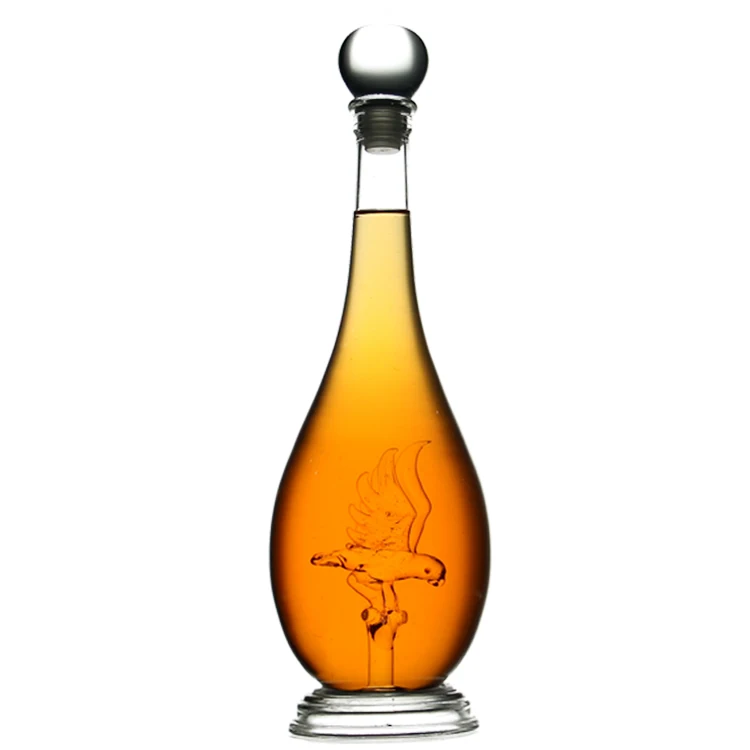 Empty 75cl 100cl art wine bottle with eagle 1000ml glass liquor bottle with the customized logo 750ml empty glass bottle