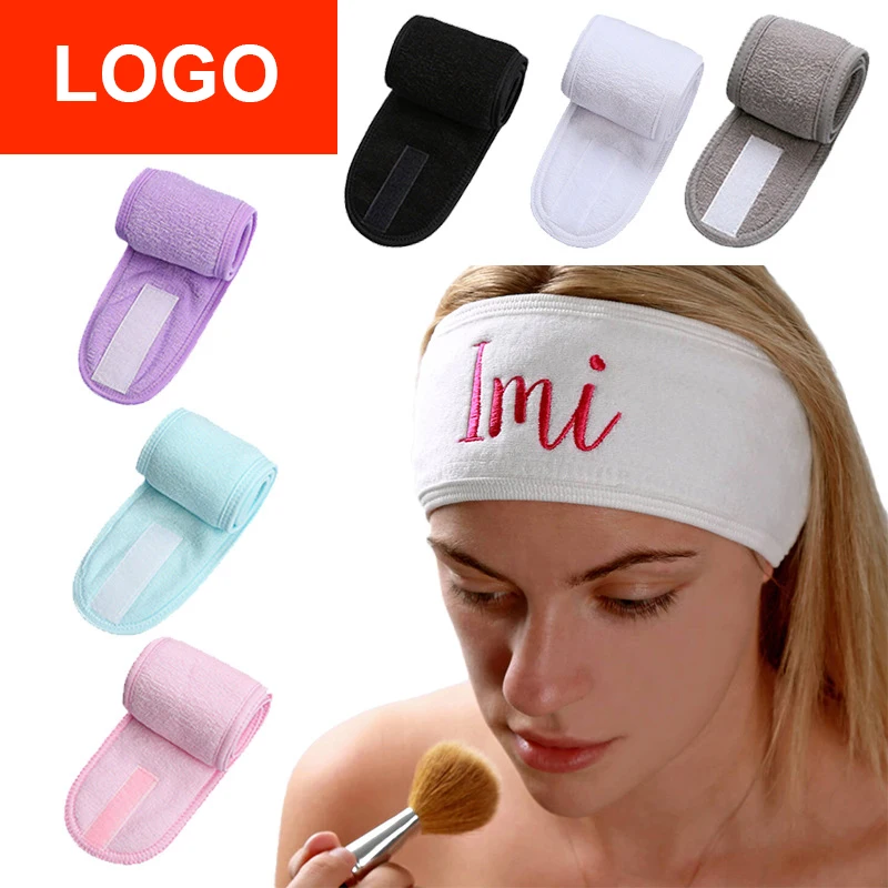 Custom Logo Makeup Spa Hairband With Magic Tape Beauty Headband Girls