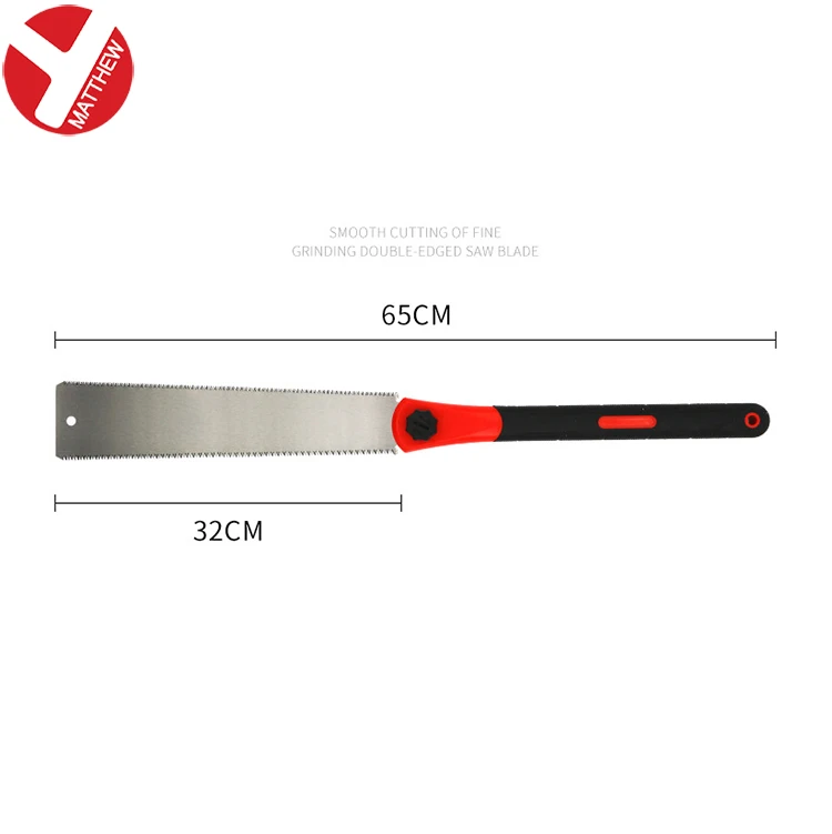 Three Sides Teeth Blade Woodworking Pull Hand Saw FIXED BLADE 0.4 with Plastic Anti-skid Handle Steel Box OEM Wood White 65mn