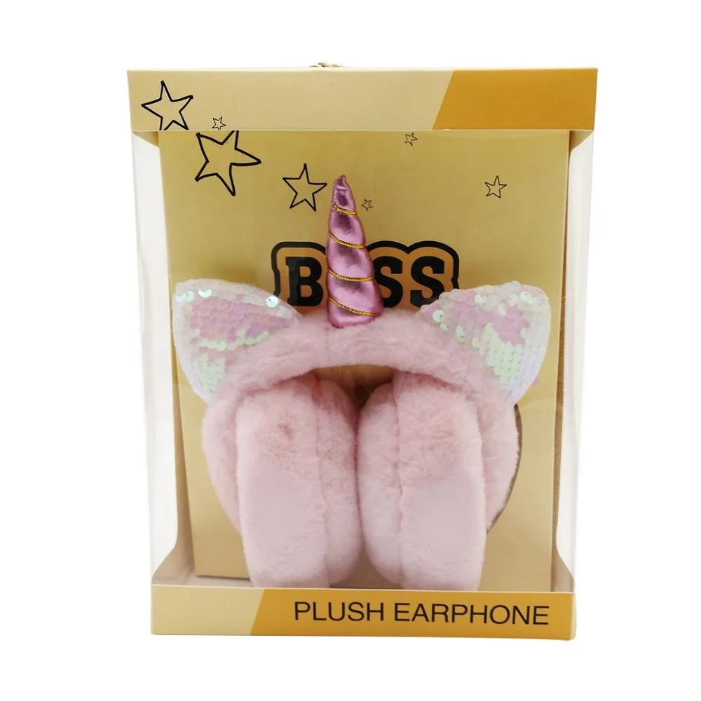 
High Quality Fashion Wired Cartoon Cute Animal Headphones Unicorn Plush Wired Headset Boys and Girls Headphone 