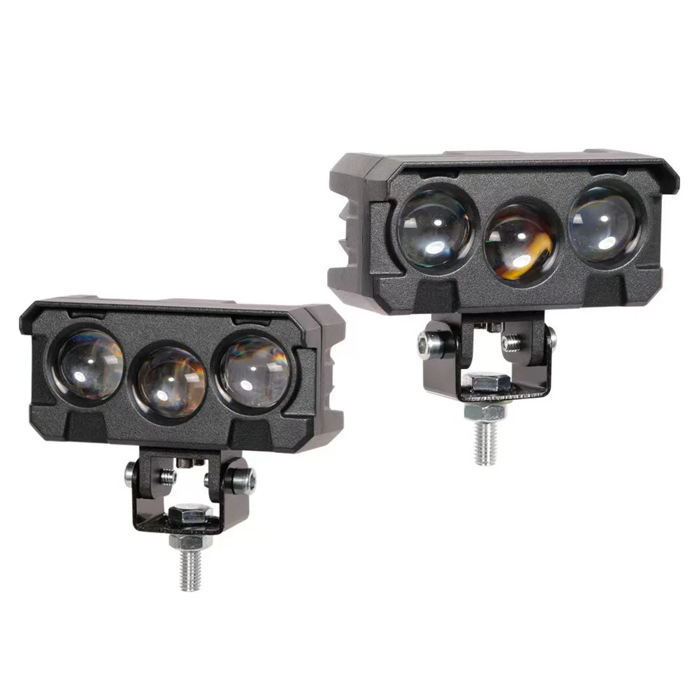 3 lens motorcycle spotlight LED two-color for motorcycle external LED fog light