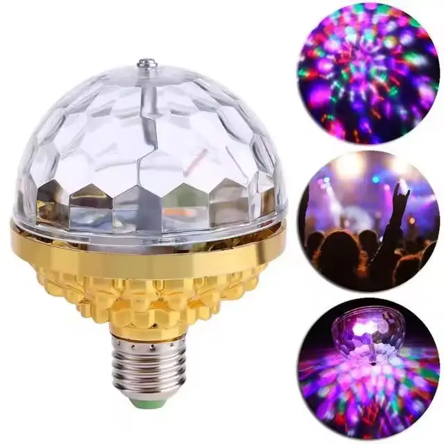 Mini E27 6w Colorful Rotating Crystal Magic Ball Rgb Led Stage Light Bulb For Christmas Xmas Party Disco Dj Effective Lamp