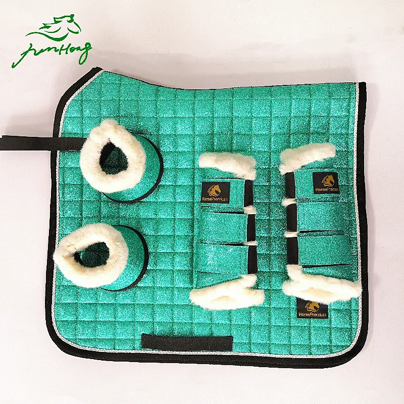  High End Fabric Glitter Saddle Pad Set for Equestrian