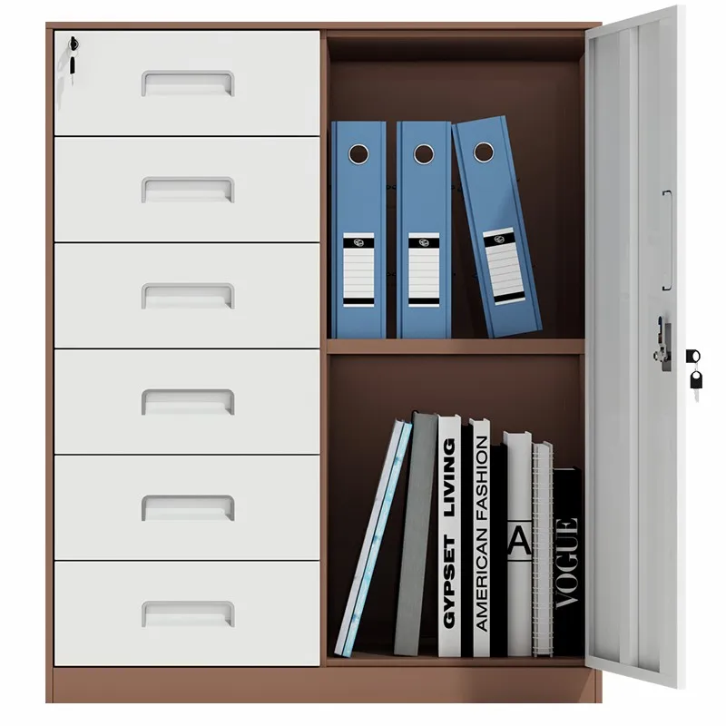 Factory sales low price swing door steel 6 drawers metal storage file cabinet with white black gray color