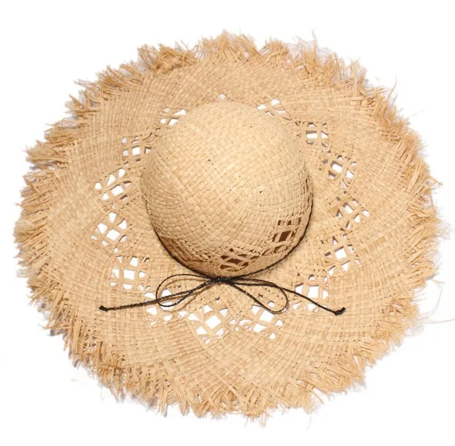 custom wholesale handmade natural grass raffia straw hat body Floppy straw hat body