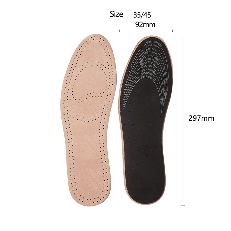 
Unisex size wholesale Natural active carbon filter latex foam Tanned sheepskin insole 