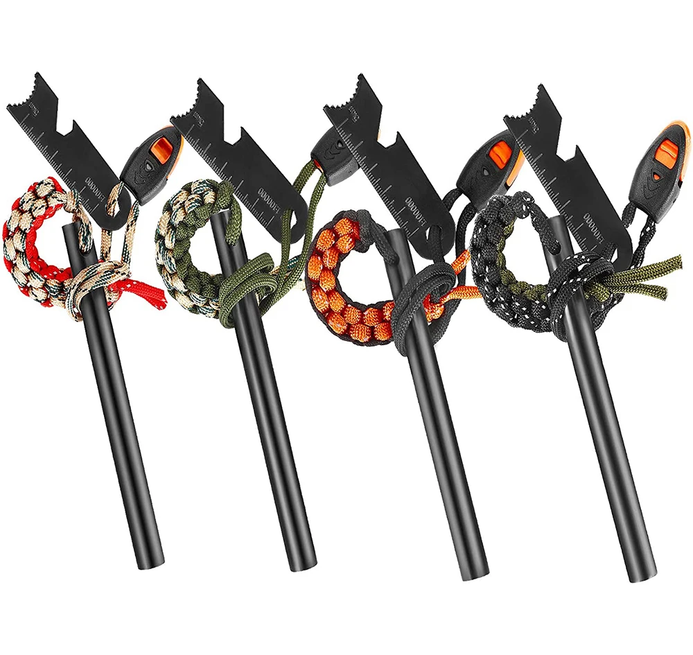 Wood Handle Ferrocerium Flint Fire Starter Outdoor Fire Stater Flint Steel Handle Spark rod containing 7 rare metal alloys