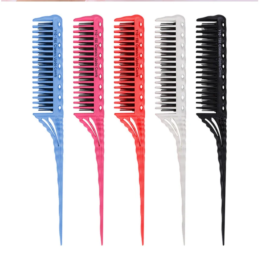 5pcs set  Portable Hair Comb Salon Brush Styling Hairdressing Tail Plastic Comb Set For Beauty New With Three-row Design Comb