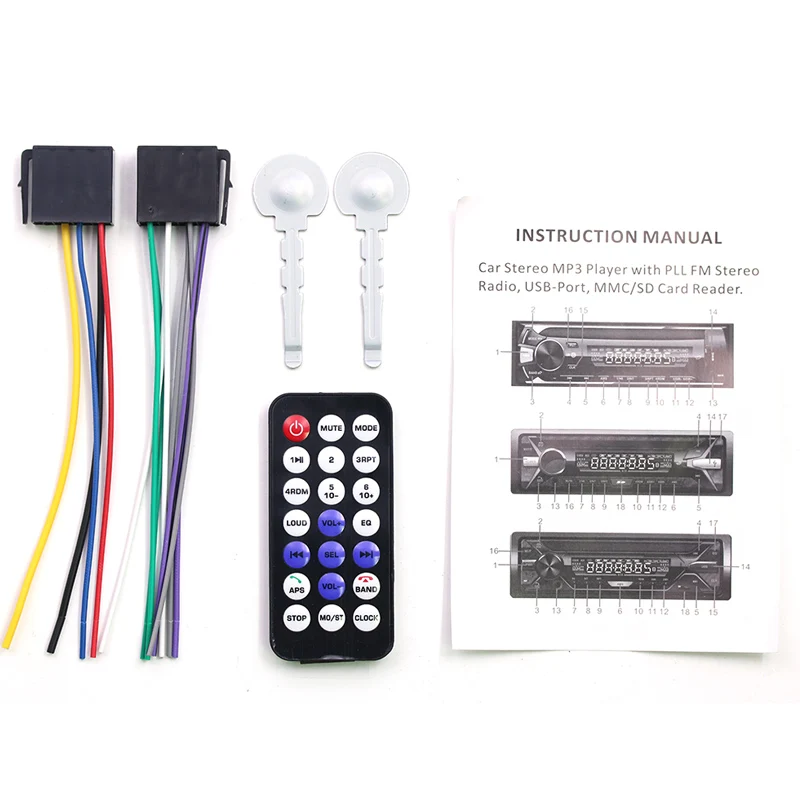 remote control universal car radio bT 1din with FM SD USB AUX 1 din in dash car stereo