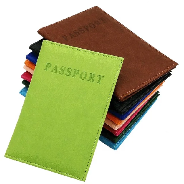Bifold faux leather passport holder custom logo lady cute passport holder cover for men wholesale