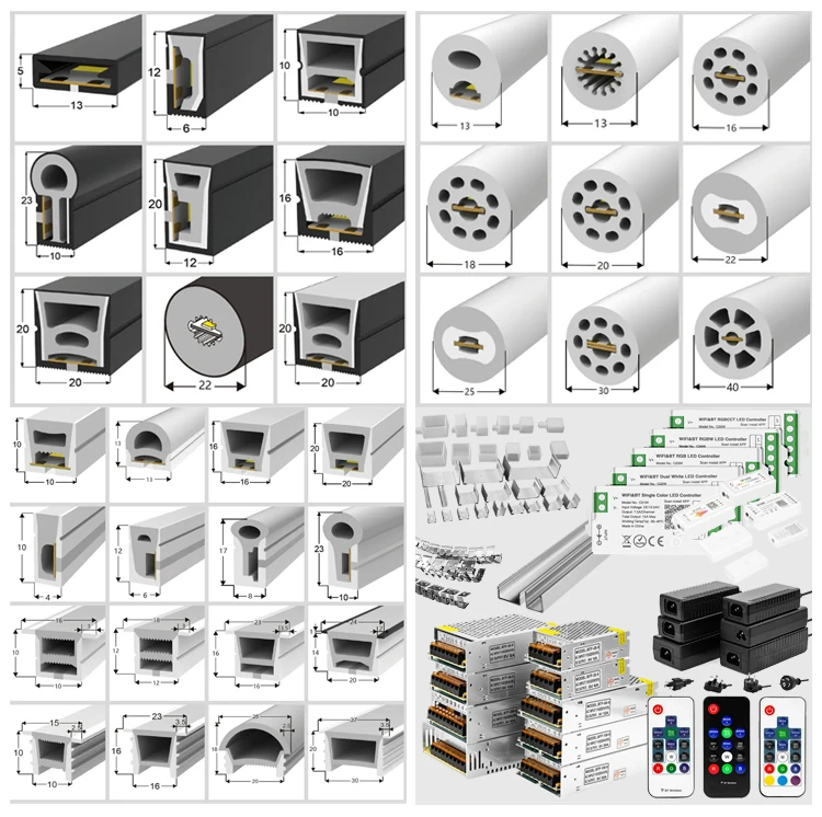 Wholesale Custom Flexible Soft Silicone Led Neon Light Strip 10x10mm 12V 24V Led Strip Lights