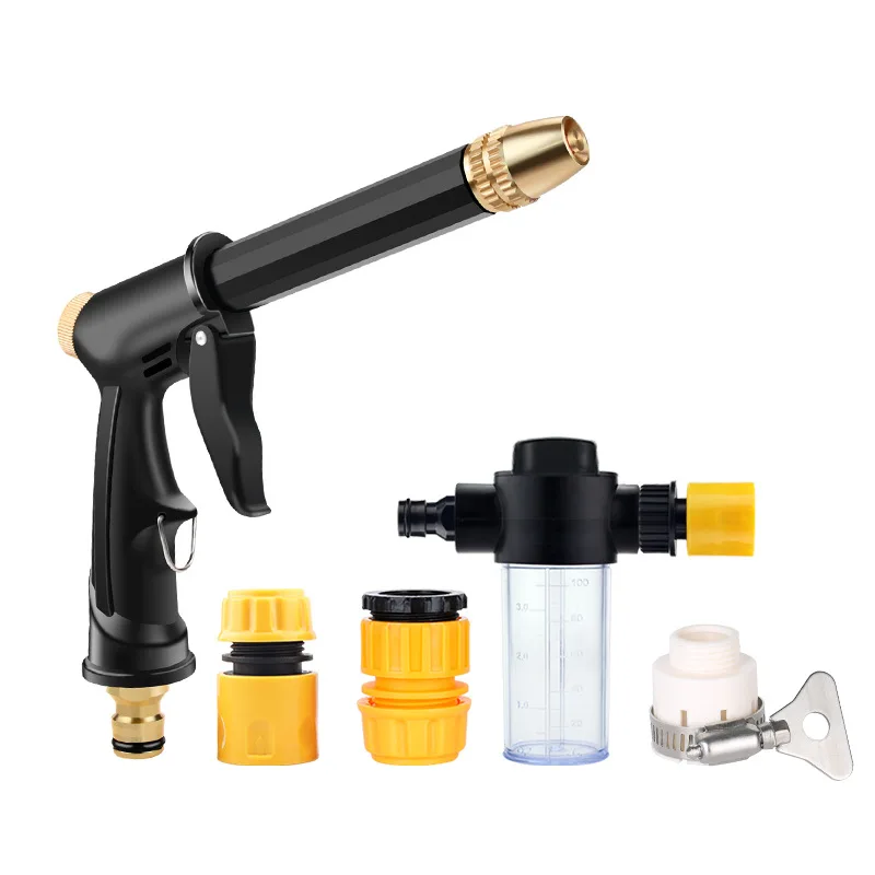 Portable High-Pressure Water Gun Cleaning Car Wash Machine Garden Watering Hose Nozzle Sprinkler Foam Thread Quick Connector