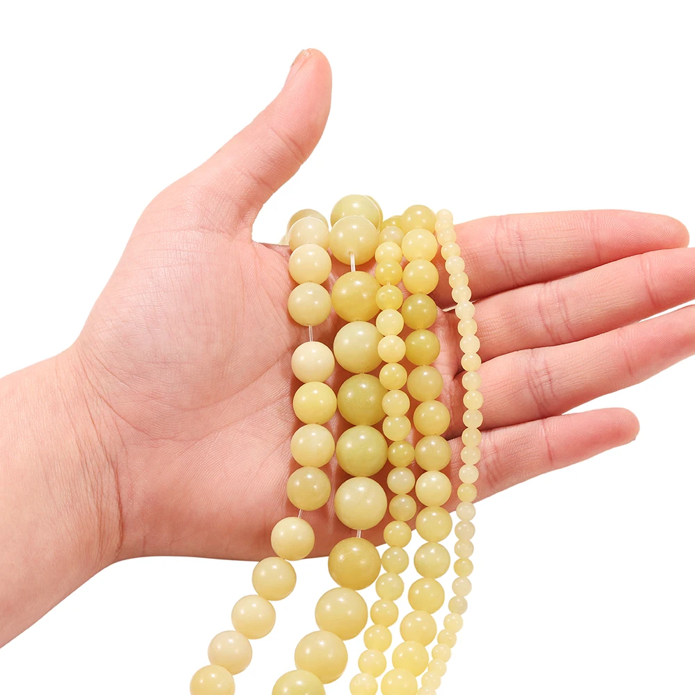 
1strand/lot 4-12mm Polishing Natural Yelk Yellow Agates Stone Round Loose Beads For Jewelry Making Necklace Bracelet Wholesale 