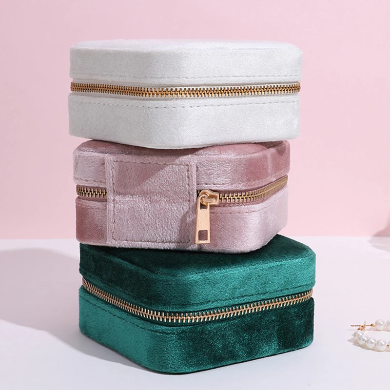 Compact And Stylish Velvet Jewelry Case For Safe And Organized Storage Travel Jewelry Box