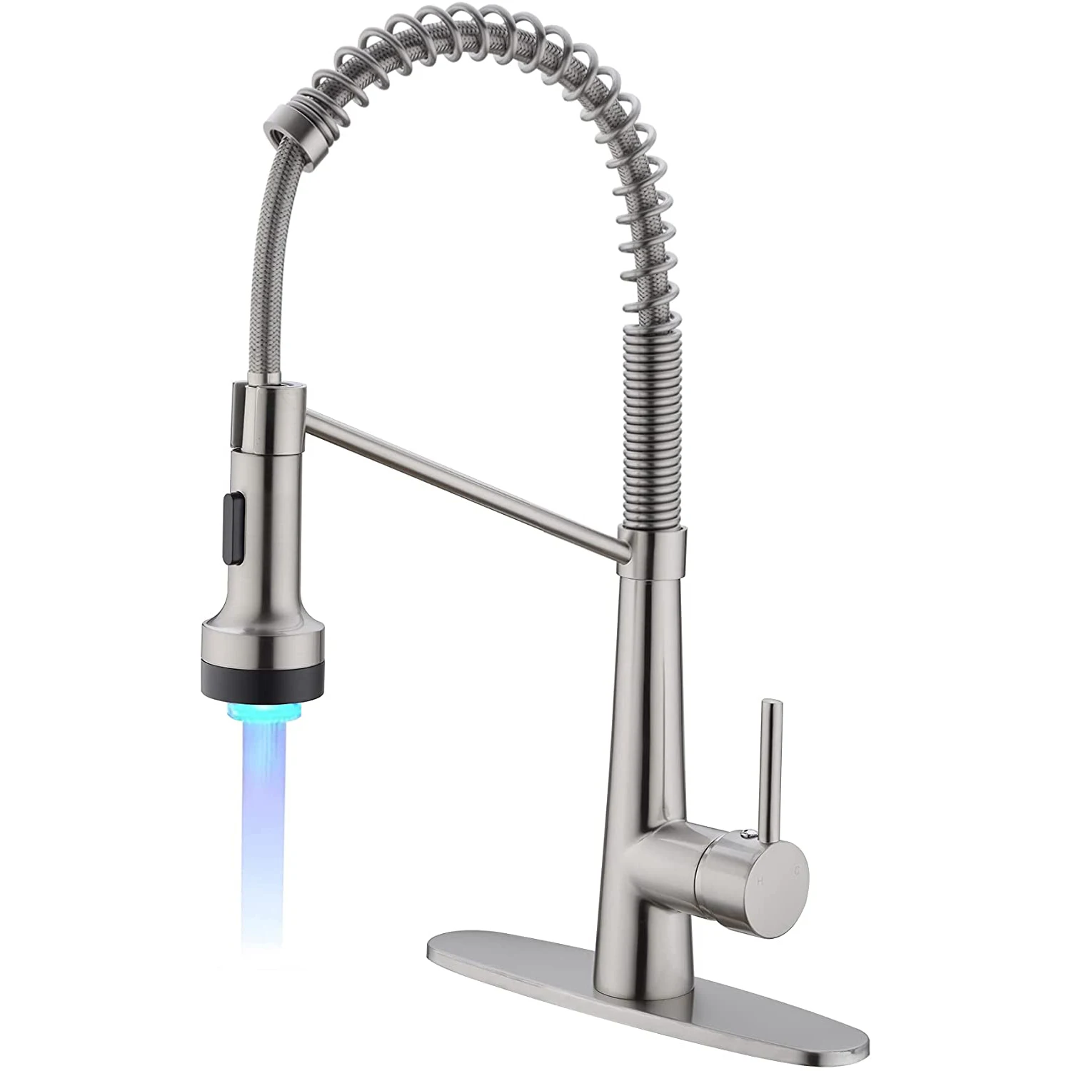 Color Coated Changing Led Spring Tube Kitchen Faucets Mixer Faucet Modern Contemporary Ceramic Kitchen Water Smart Kitchen