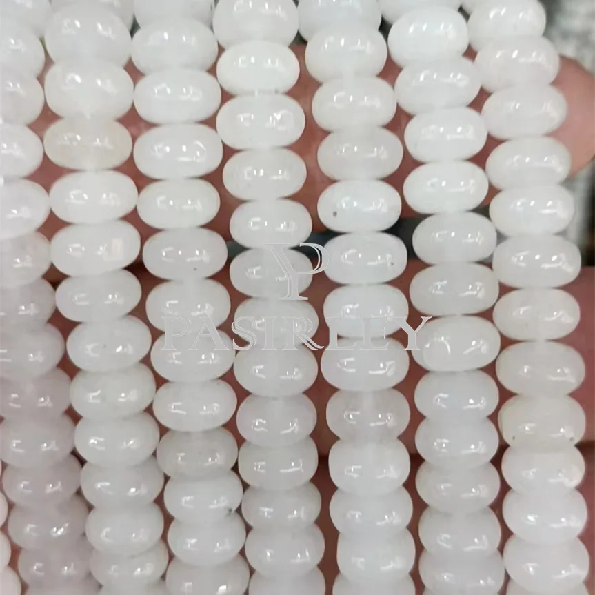 Pasirley 8mm Blue Dyed Jade Natural Agate Crystal Stone Rondelle Loose Sem Precious Gemstone Abacus Beads for Jewelry Making