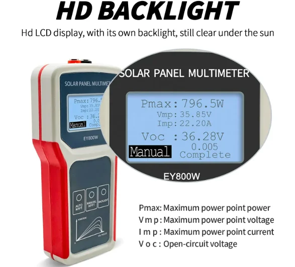 Latest Universal automatic EY800W LCD show Solar Panel MPPT Tester Photovoltaic Panel 800W Power Supply Digital Multimeter