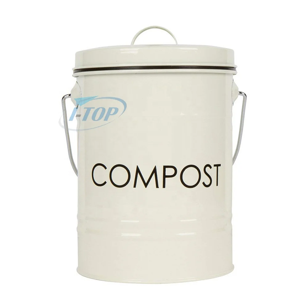 
galvanized steel in powder coating kitchen compost bin pail bin with activated filters 