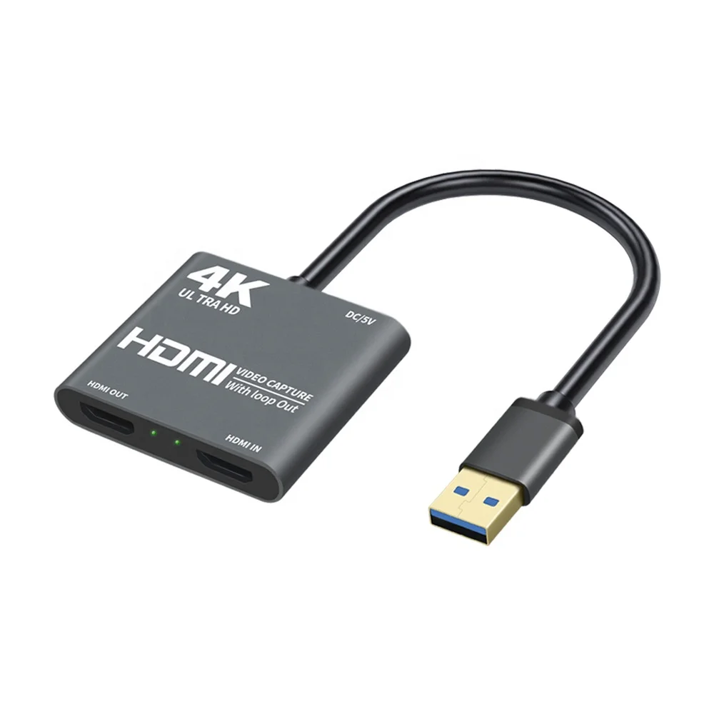 Карта видеозахвата 4K HDMI на USB HDTV 1080p для прямой трансляции, коробка для трансляции в реальном времени с выходом