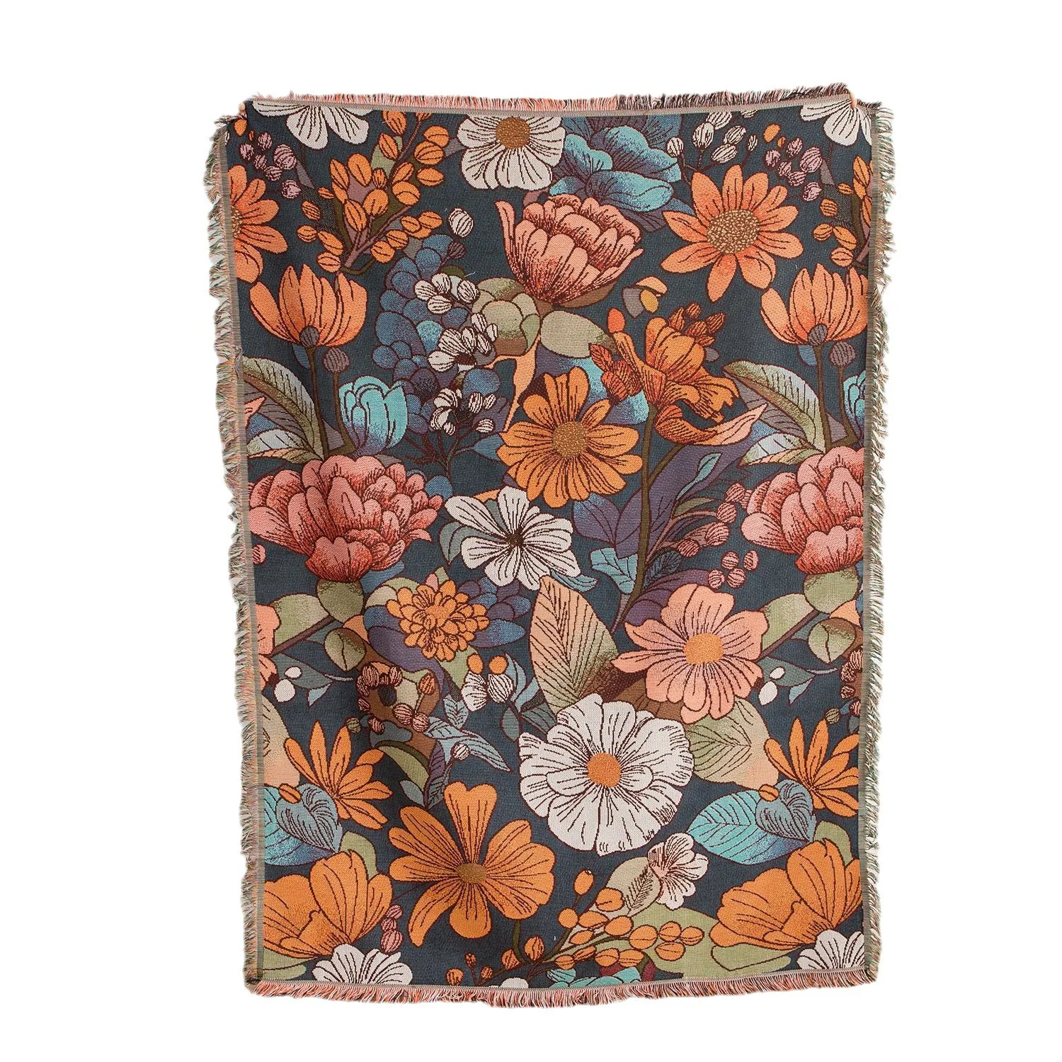 Flower Throw Blanket Reversible Cotton Polyester Bohemian Tapestry Hippie Room Decor Outdoor Camping Blanket