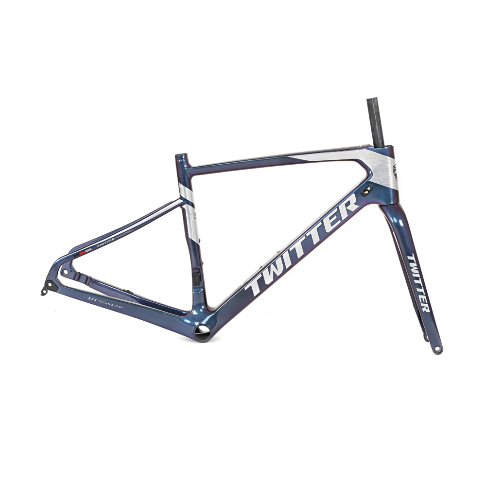 
twitter bicycle frameset disc brake holographic color carbon fiber gravel bike frame 