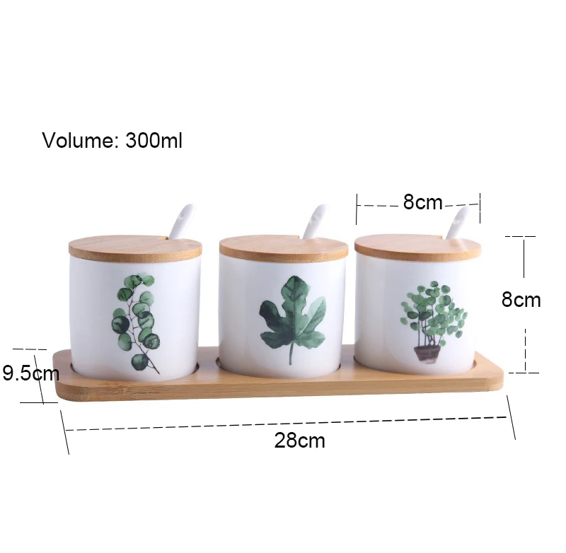 Custom Printing Airtight Ceramic Canister Food Storage Jar Kitchen Canisters with Bamboo Lids