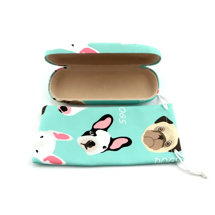 Kids lovely reading glasses case leather iron hard eyewear case portable eye frame cases glasses pouch
