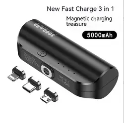 Portable Dust-proof magnetic suction heads 3 in 1 Fast charger 5000mah Magnetic battery pack Custom mobile power bank