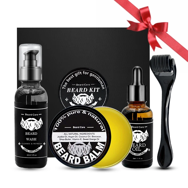 Hot sale beard growth oil for mens skin hair regrowth 0.5mm 540 beard roller set beard kit