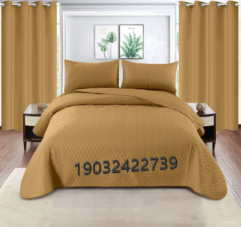 Blackout Curtain Set 6 PCS Solid Bedding Set Luxury Bed Sheet King for Customization Wholesale Bedspread with Thick Curtains